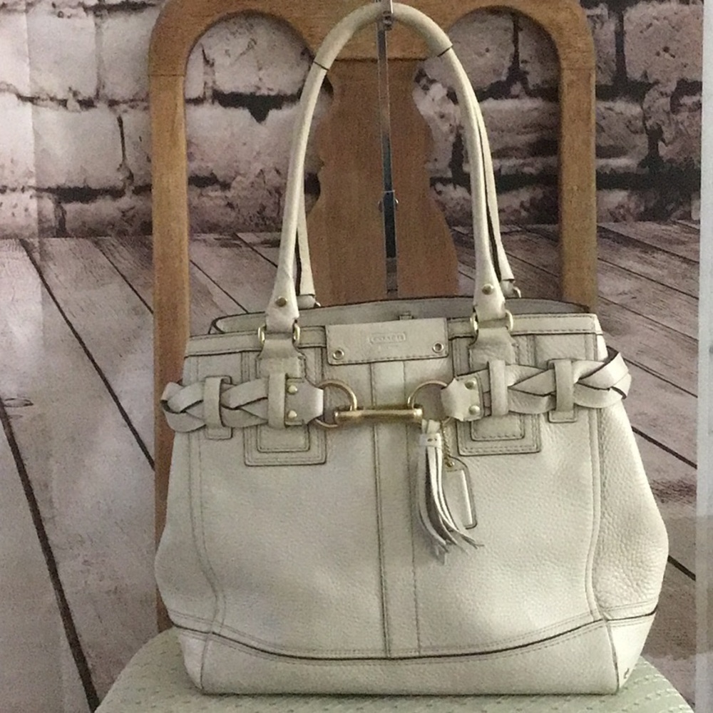 COACH Hampton Woven Leather Satchel
